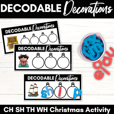 Christmas Phonics Activities - Consonant Digraphs CH SH TH WH Word Mats