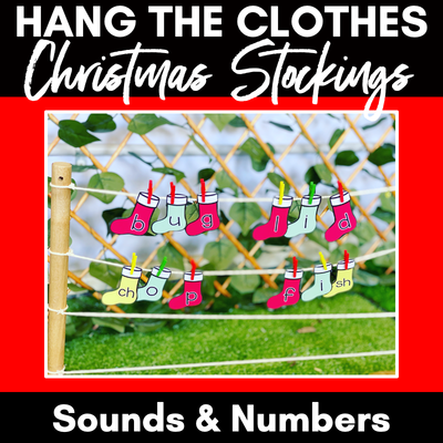 Christmas Activities for Kindergarten - Hang the Clothes Christmas Phonics or Number Game