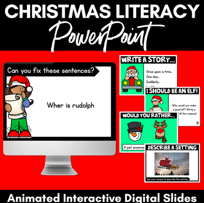 Christmas Activities for Kindergarten - Christmas Literacy PowerPoint