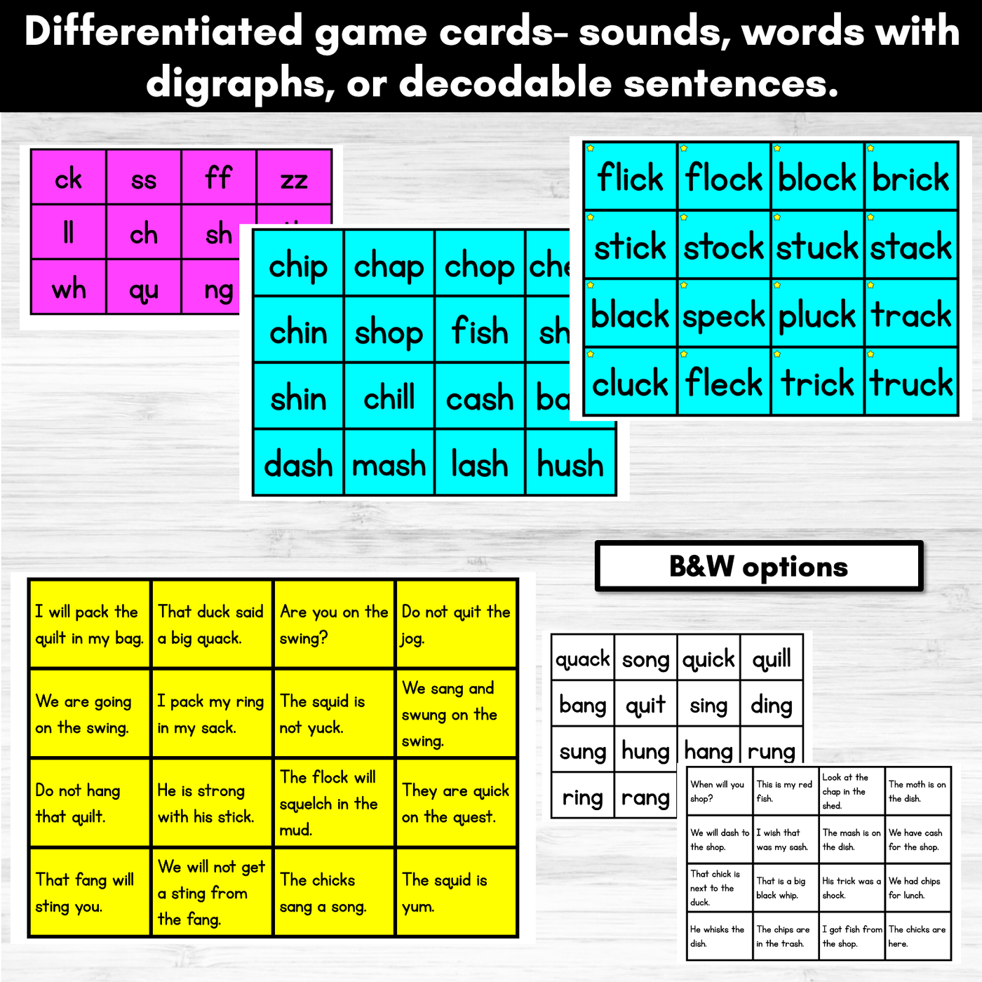Digraphs Phonics Board Games - Digraphs, Decodable Words and Sentences
