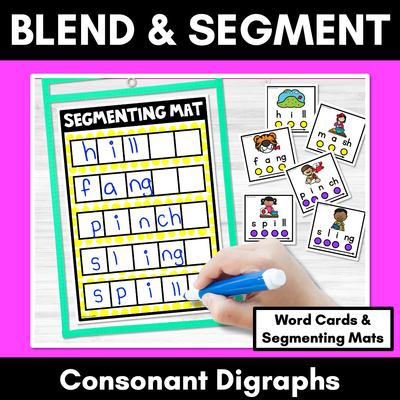 Blend & Segment Consonant Digraph Words - Sound Button Cards + Segmenting Mats