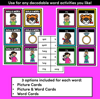 QU NG X Consonant Digraph Word Building Cards