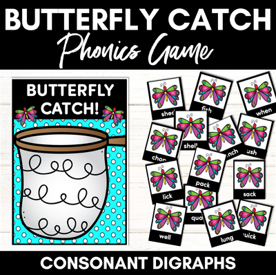 Consonant Digraph Word Phonics Game - Butterfly Catch
