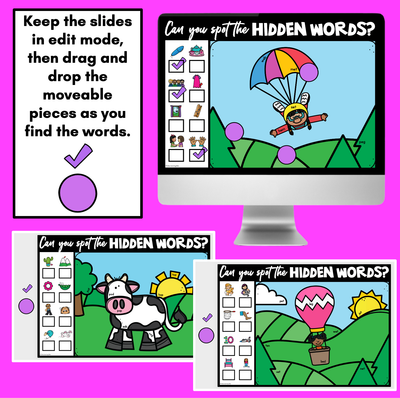 HIDDEN CVC WORD SLIDES - Digital Phonics Game for CVC words