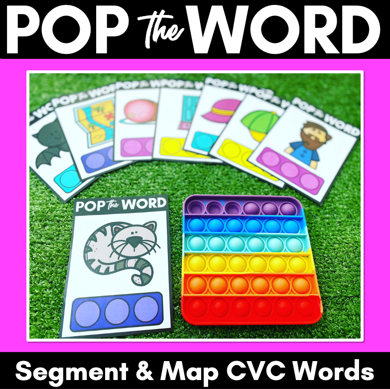 CVC POPPIT TASK CARDS - Phonemic Awareness + CVC Word Mapping