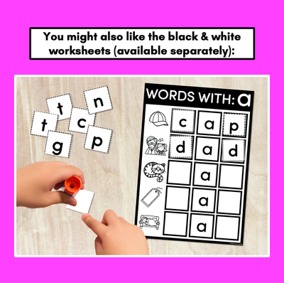 CVC WORD BUILDING MATS & TASK CARDS | No Prep Short Vowel Activities