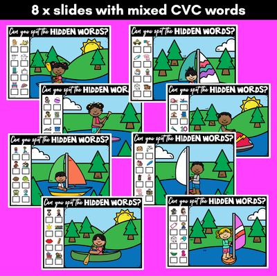 HIDDEN CVC WORD SLIDES - Digital Phonics Game for CVC words