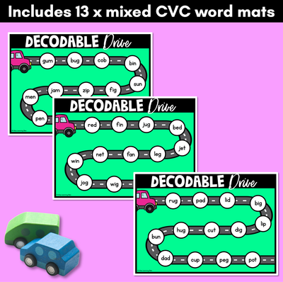 CVC WORD BLENDING MATS - Phonics Fluency Games - Decodable Drive
