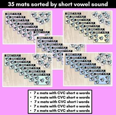 FLY SWAT CVC WORD MATS - Set 1 - Kindergarten Phonics Game