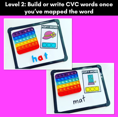 CVC POPPIT TASK CARDS - Phonemic Awareness + CVC Word Mapping