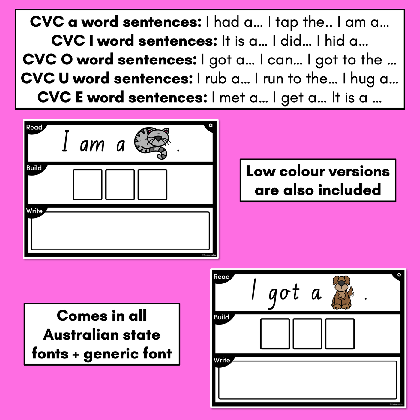 DECODABLE SENTENCE MATS WITH CVC WORDS: Read It, Build It, Write It