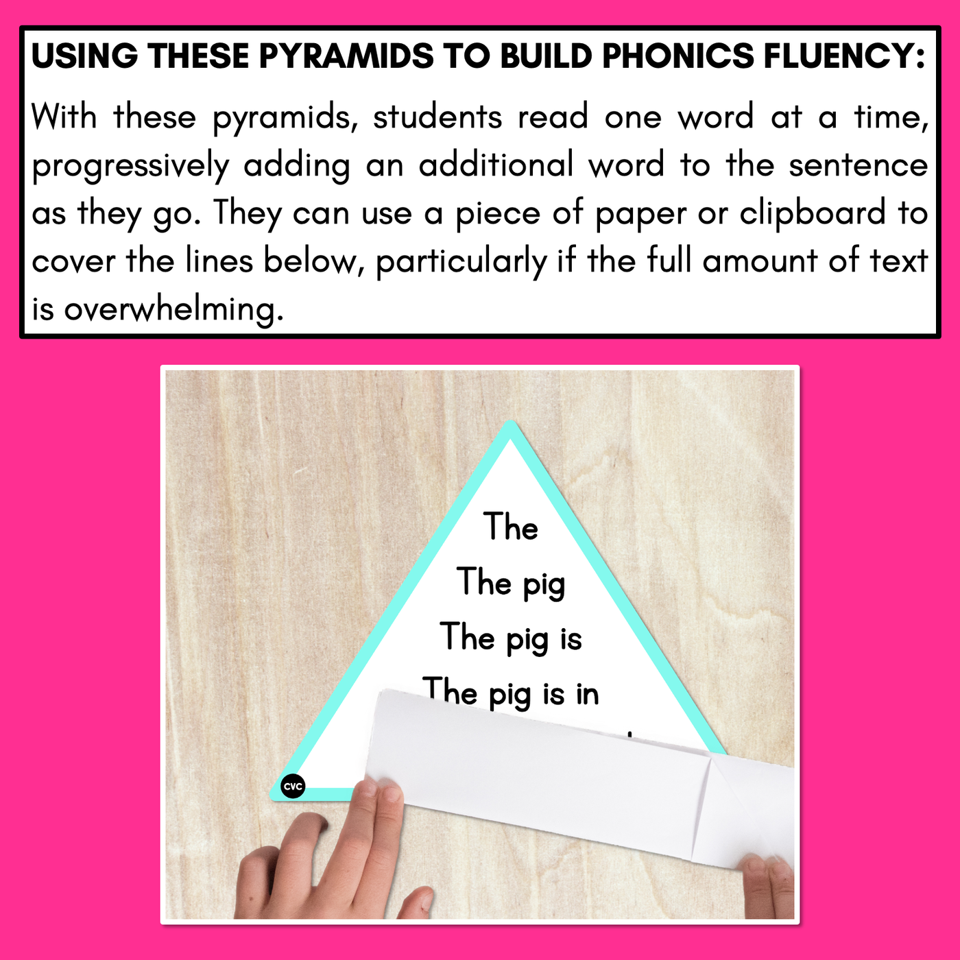 Decodable CVC Sentences Pyramids - Phonics Fluency