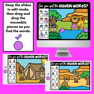 HIDDEN CVCC CCVC CCVCC WORD SLIDES - Digital Phonics Game for Kindergarten