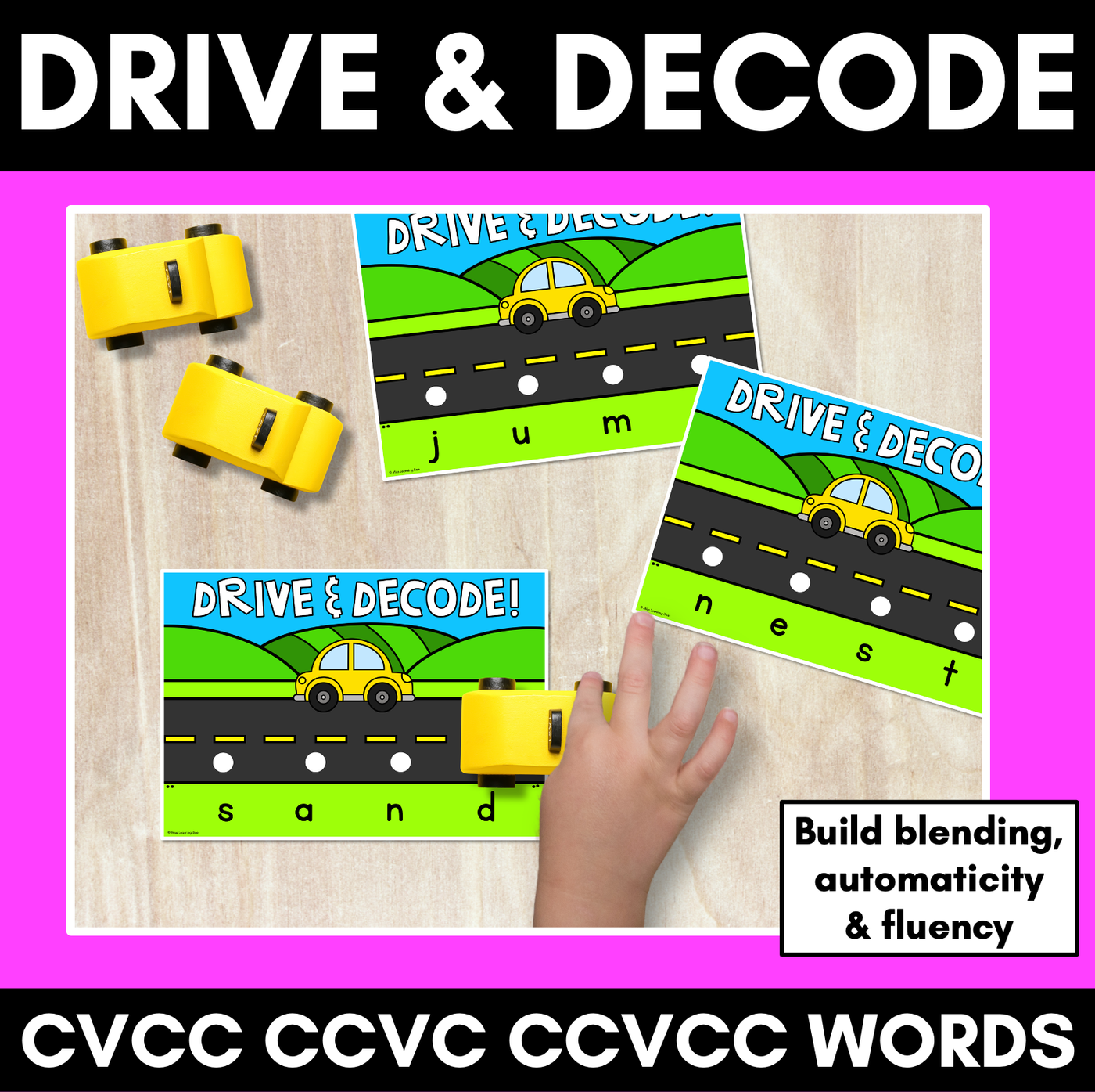 Blending CVCC CCVC CCVCC Words with Cars - Drive & Decode