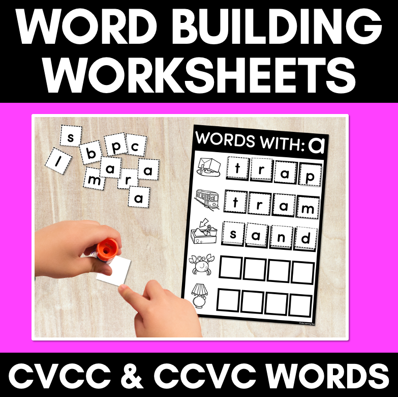 CVCC CCVC WORD BUILDING WORKSHEETS - Cut & Paste Phonics Printables