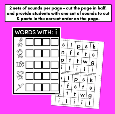 CVCC CCVC WORD BUILDING WORKSHEETS - Cut & Paste Phonics Printables