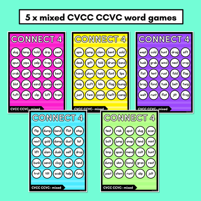 CVCC CCVC WORDS NO PREP PHONICS GAME - CONNECT 4