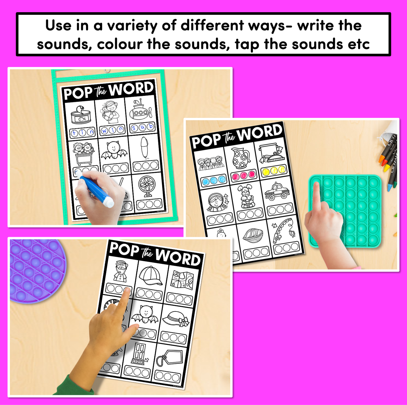 CVCC & CCVC WORD WORKSHEETS for POPPITS - Phonemic Awareness + Word Mapping