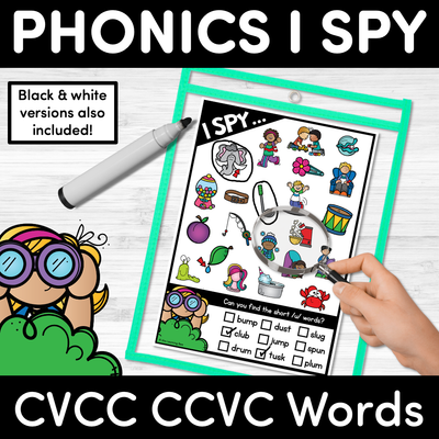 I SPY for CVCC CCVC WORDS | Kindergarten Phonics Templates