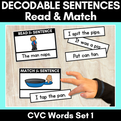 Decodable CVC Sentences - Read and Match Set 1 - Kindergarten Phonics