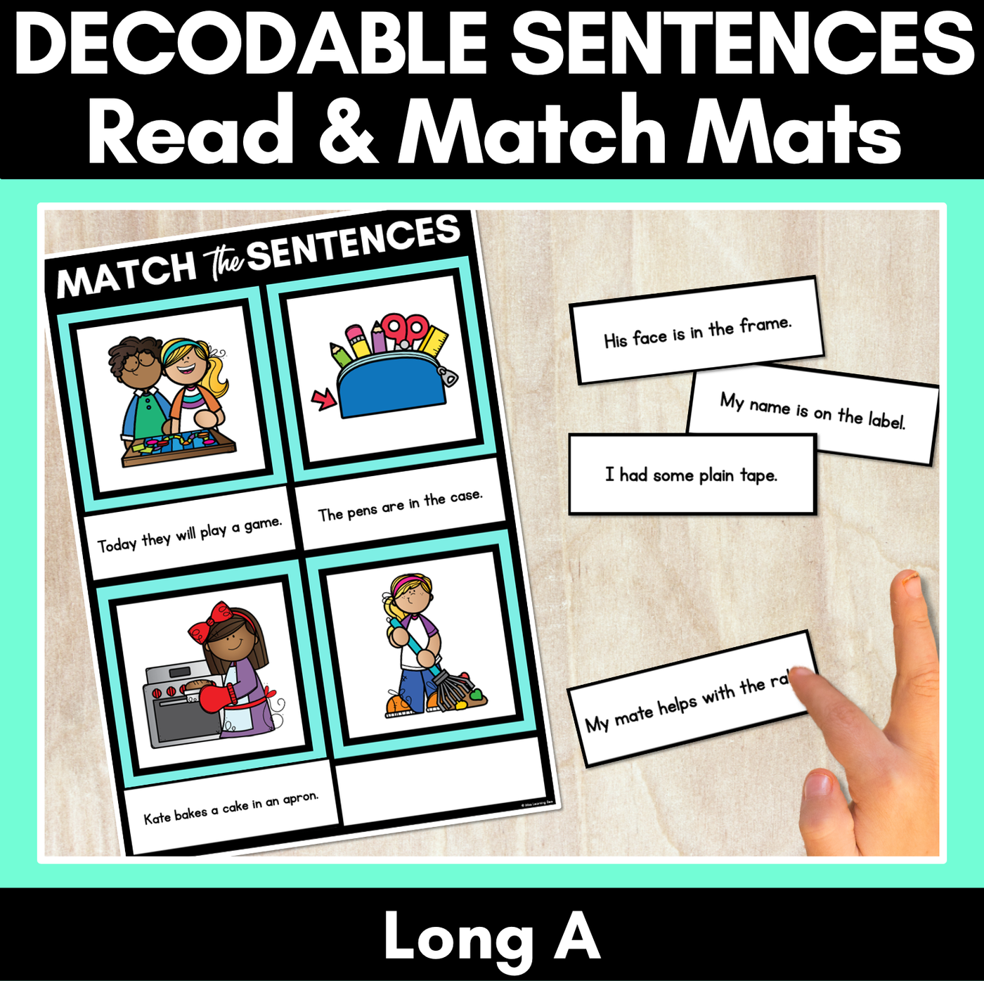 Long Vowel A Decodable Sentences Mats FREEBIE - Read & Match