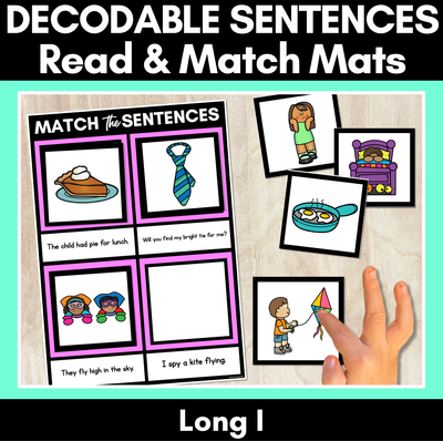Long Vowel I Decodable Sentences Mats - Read & Match
