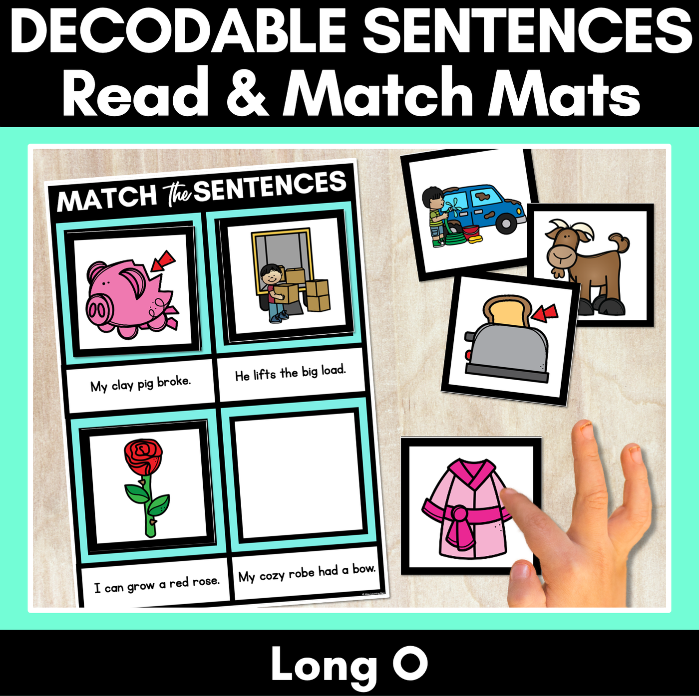 Long Vowel O Decodable Sentences Mats - Read & Match