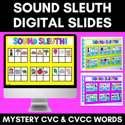 DIGITAL MYSTERY CVC WORDS - Kindergarten Digital Phonics Activity