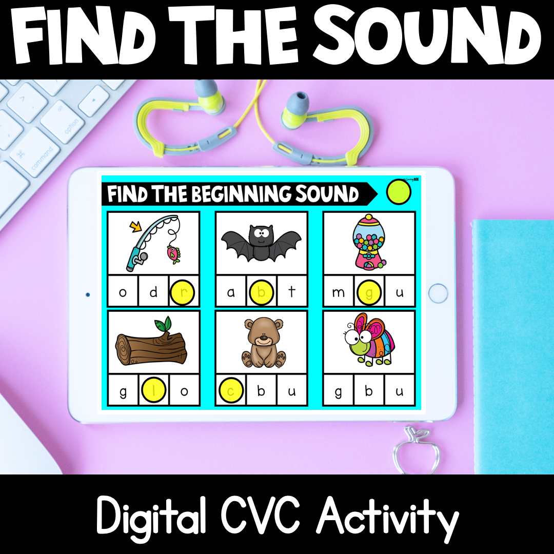 Digital Phonics Slides for CVC Words | Beginning, Middle & End Sounds