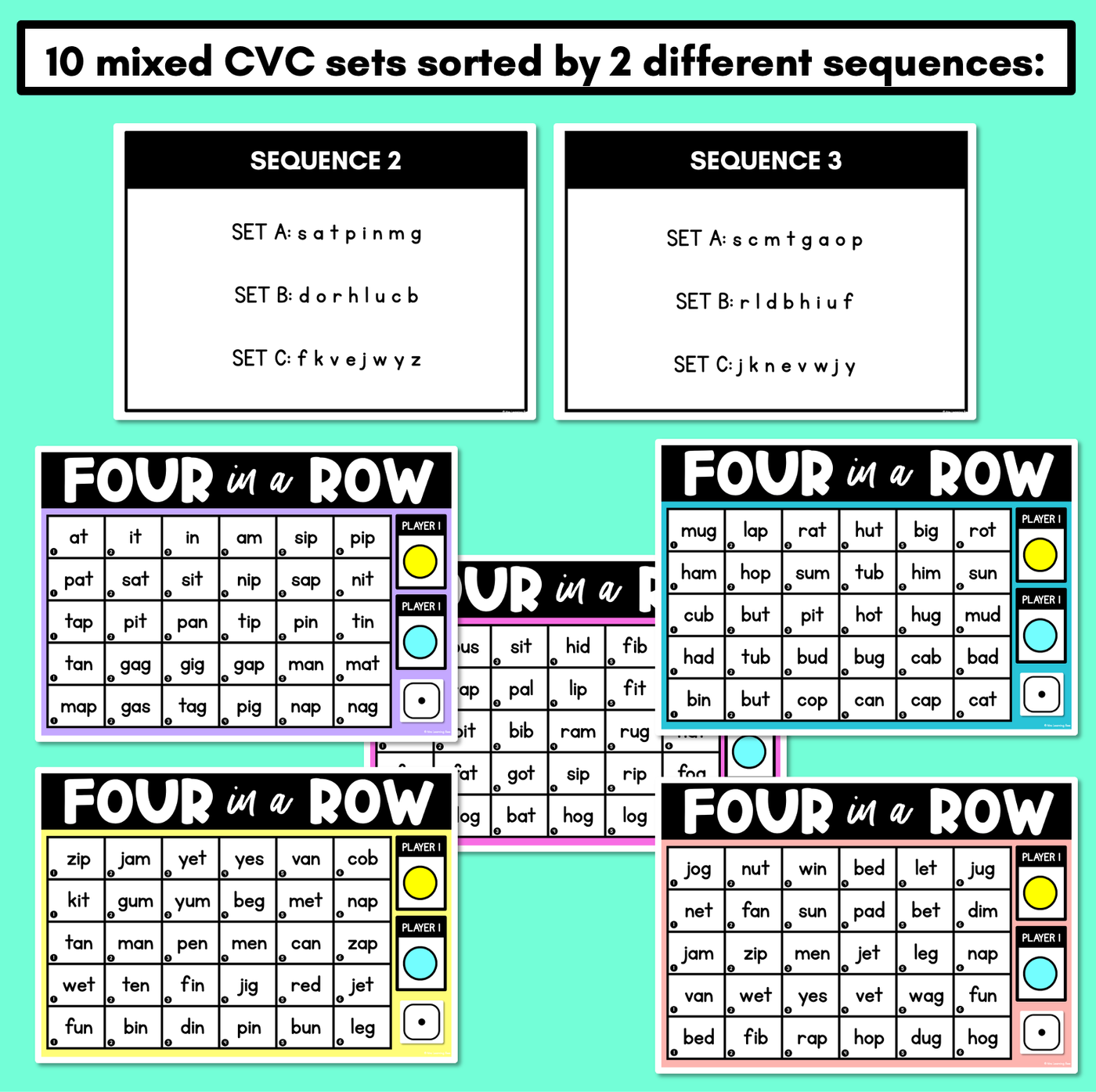 CVC Words DIGITAL Phonics Game - Four in A Row Decodable Words PowerPoint