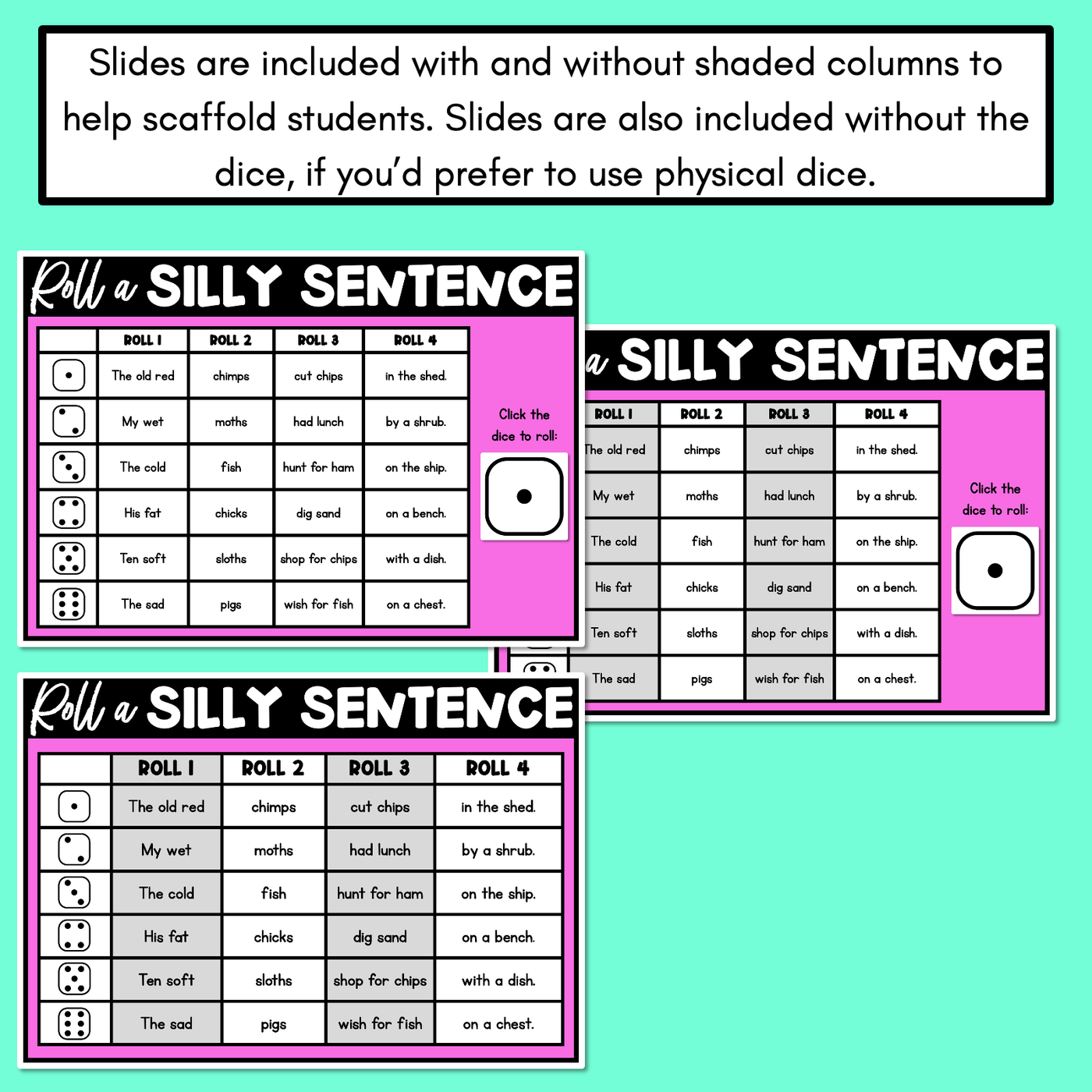 Decodable Sentences with Consonant Digraph Words - DIGITAL Roll a Silly Sentence