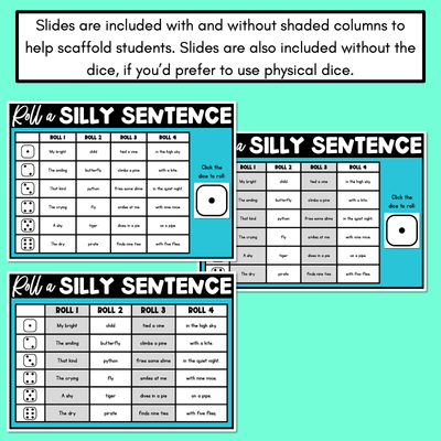 Decodable Sentences with Long Vowel Sounds - DIGITAL Roll a Silly Sentence