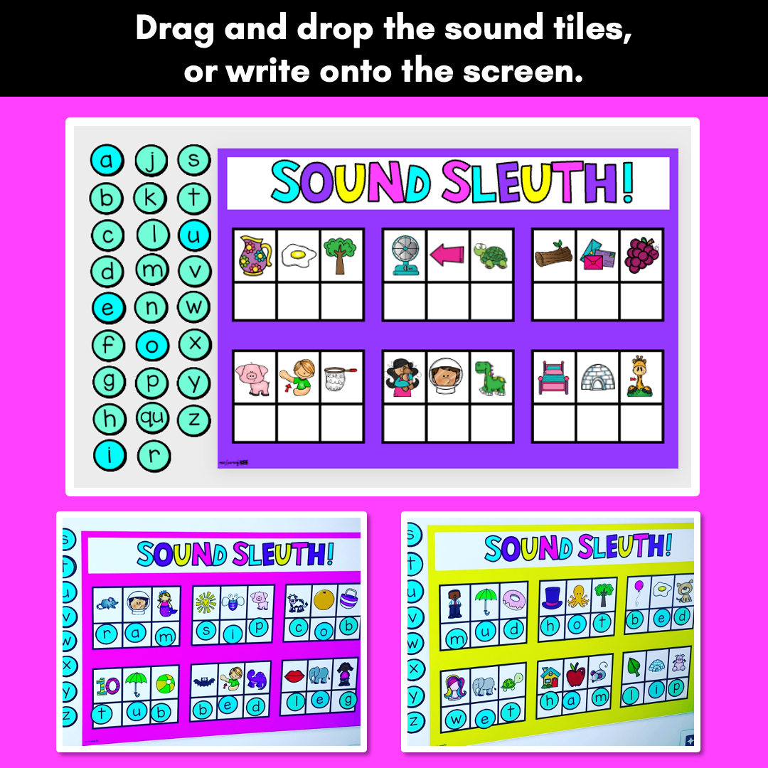 DIGITAL MYSTERY CVC WORDS - Kindergarten Digital Phonics Activity