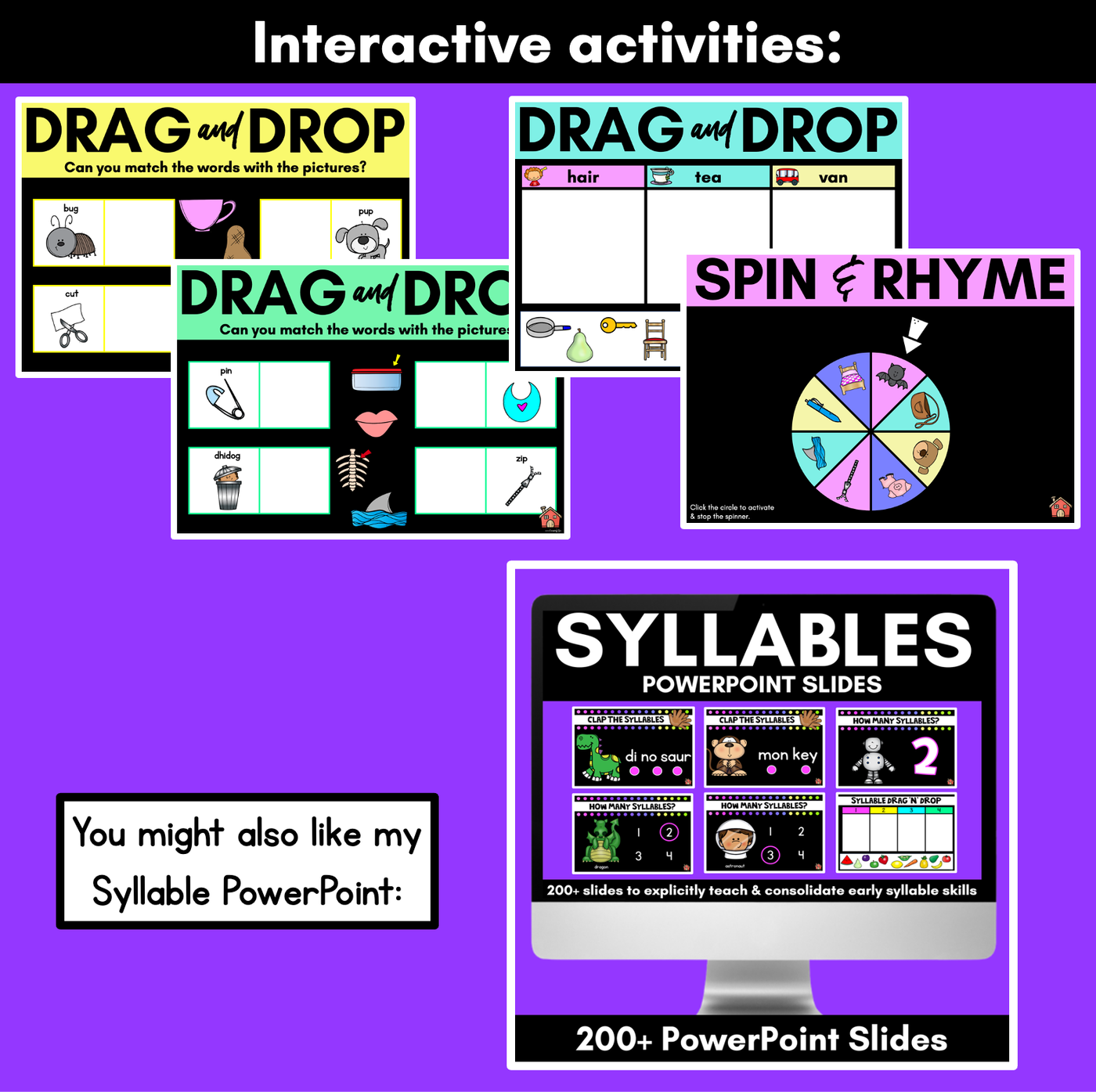 Rhyme Activities for Kindergarten - Phonological Awareness PowerPoint