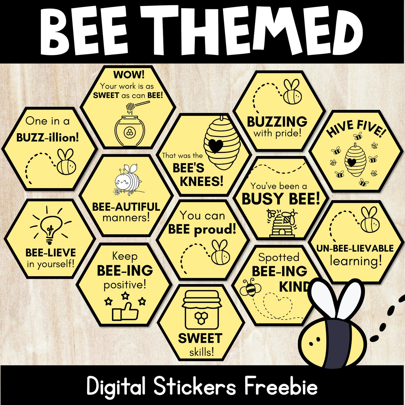 Bee-Theme Digital Stickers