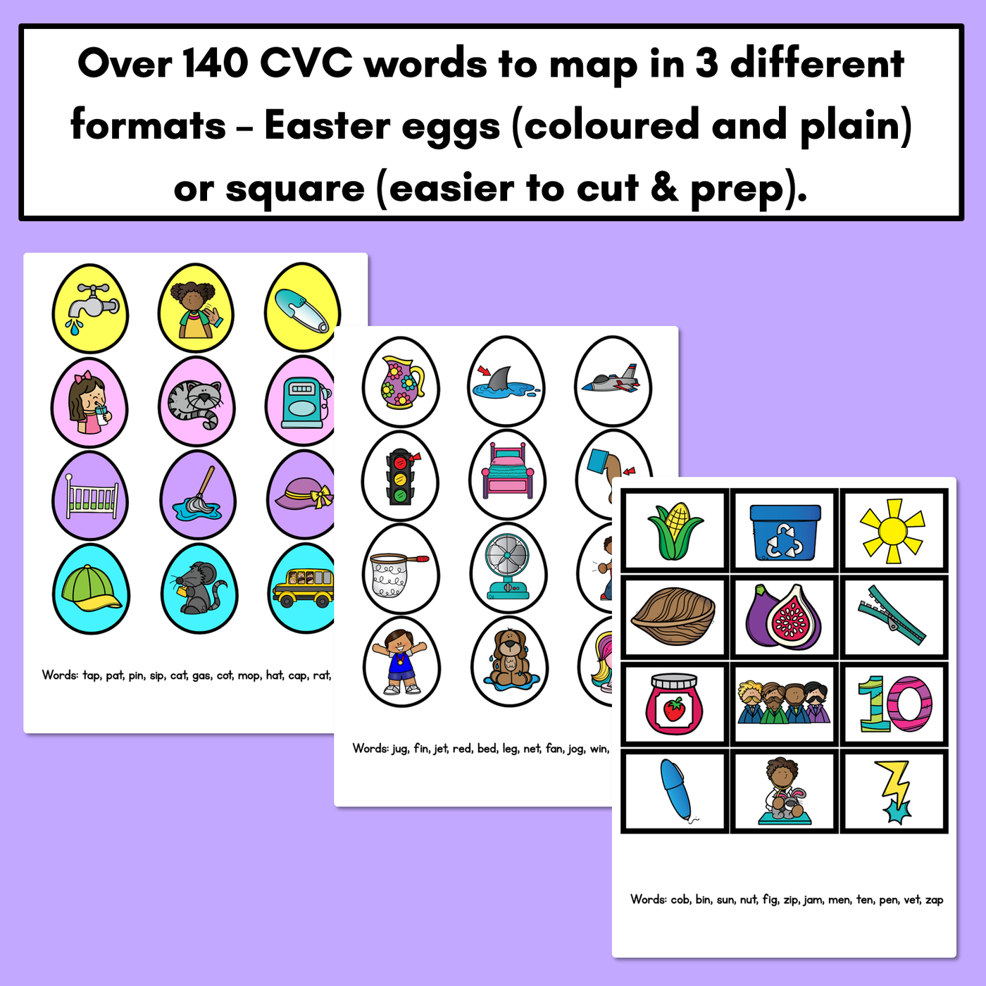 Easter-themed Activities - CVC Word Mapping Mats