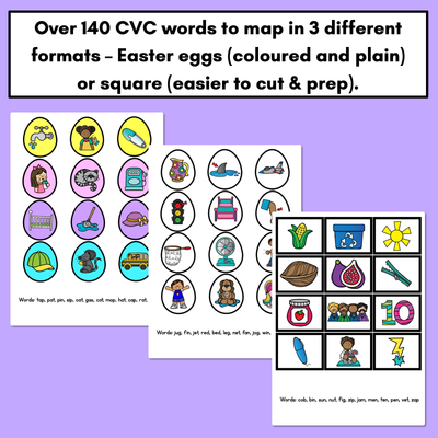 Easter-themed Activities - CVC Word Mapping Mats