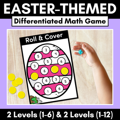 Easter-themed Activities - Differentiated Numbers to 12 Game - Roll and Cover