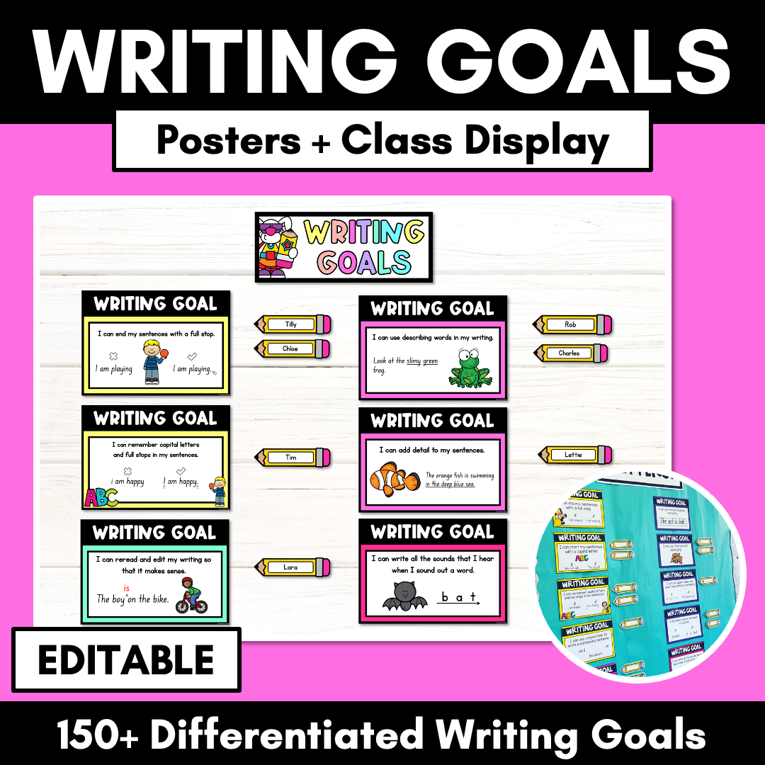 EDITABLE Writing Goals for Students - Learning Goal Posters