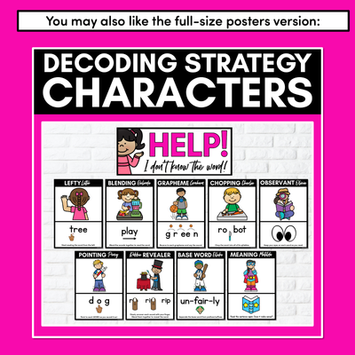 Research-Based Reading Strategy Character One-Page Handouts - Decoding Strategies
