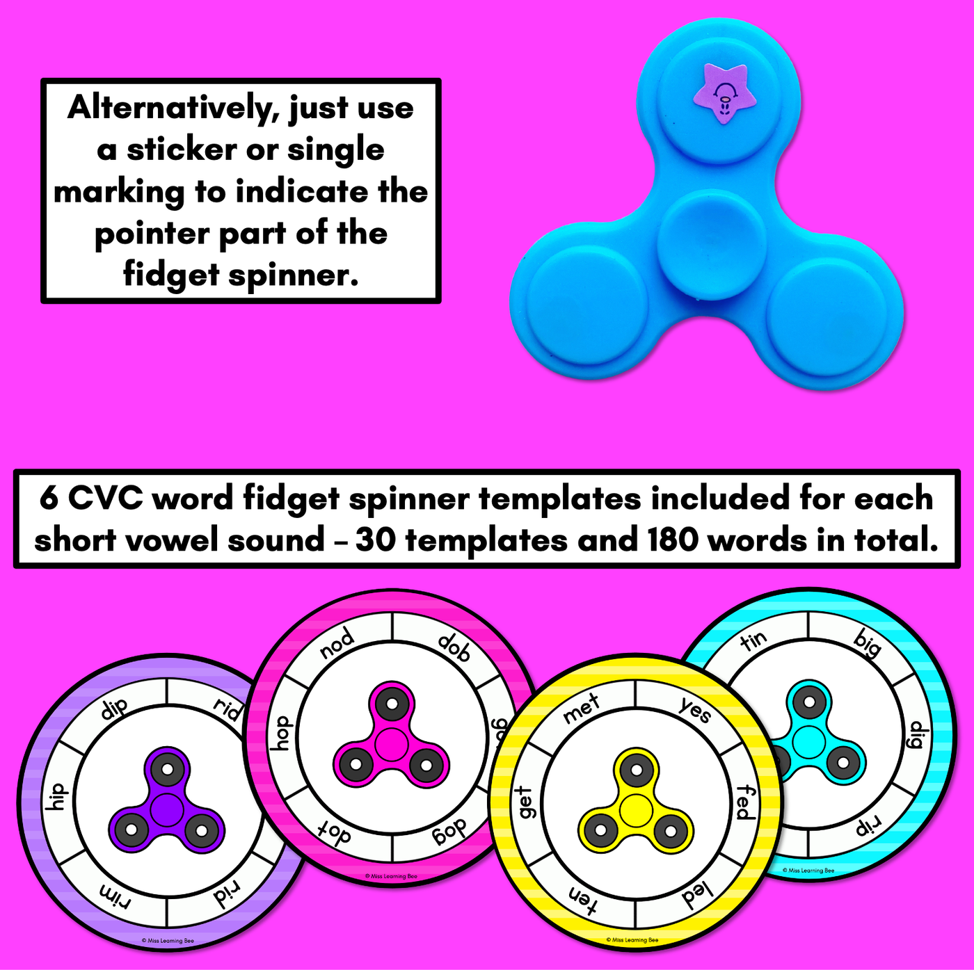 CVC Word Games - Fidget Spinner Templates