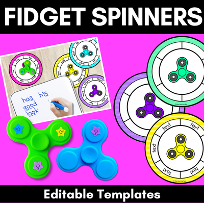 Editable Fidget Spinner Templates - Editable Literacy Centers or Math Centers