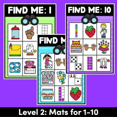 Kindergarten Math Game - Find the Number Mats for Numbers 1-20