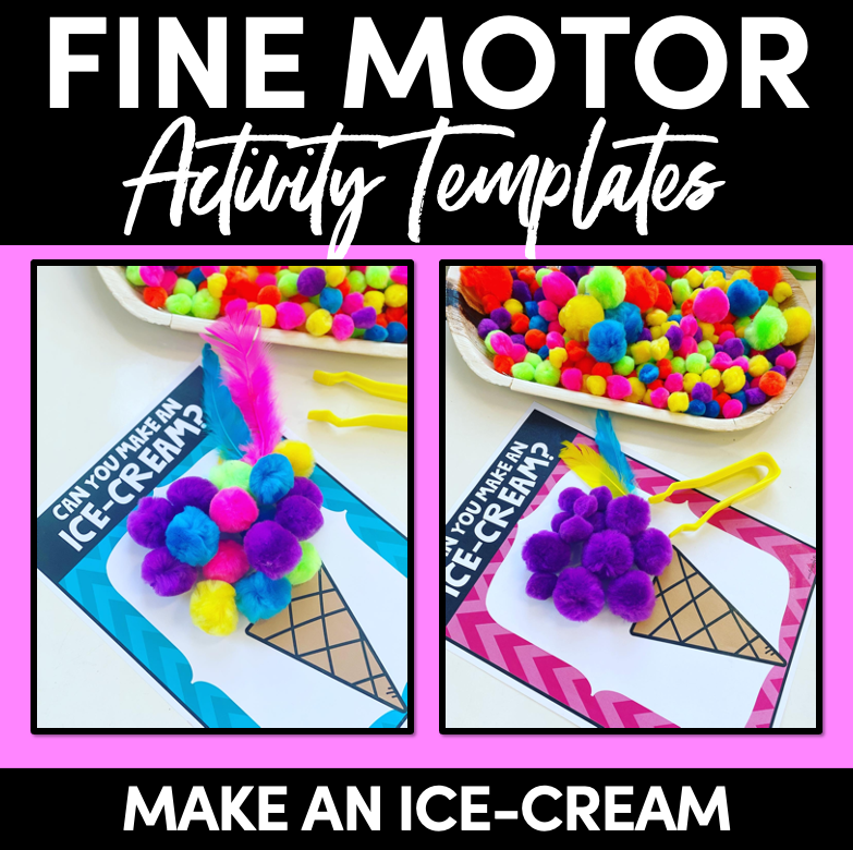 FINE MOTOR KINDERGARTEN ACTIVITY | Make a Pom Pom Ice-Cream
