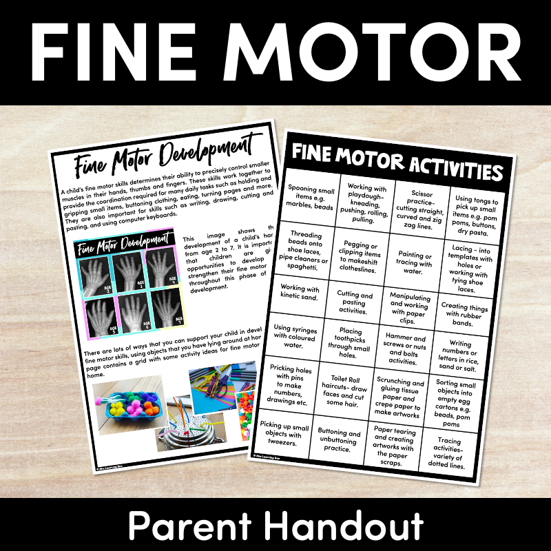 Fine Motor Activities Grid & Parent Handout