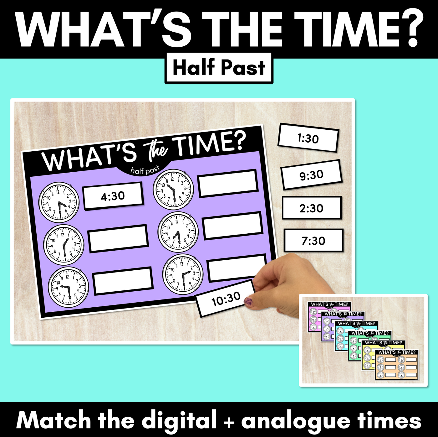 MATCH THE TIME MATS - Half Past - Digital and Analog Time