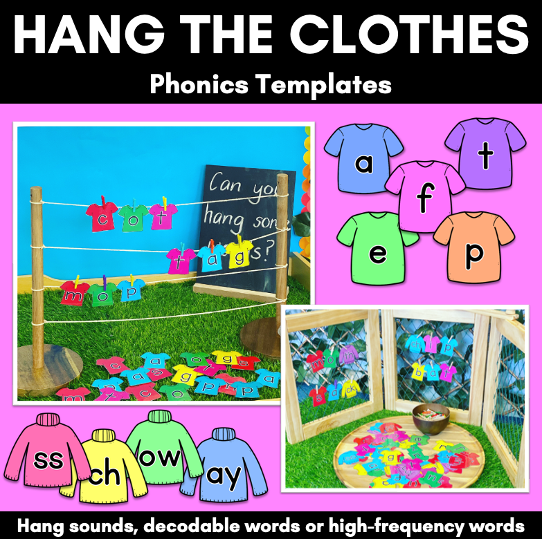 Decodable Word Building Activity - Hang the Clothes - Interactive Phonics Game