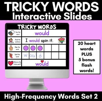 High Frequency Heart Word Digital Practice Slides - INTERACTIVE - Set 2
