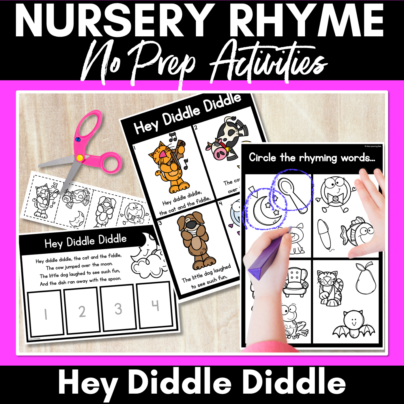 Hey Diddle Diddle Nursery Rhyme Worksheets