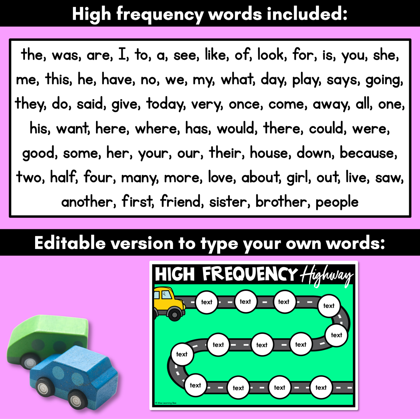 HIGH FREQUENCY WORD MATS - Sight Word Fluency Games EDITABLE